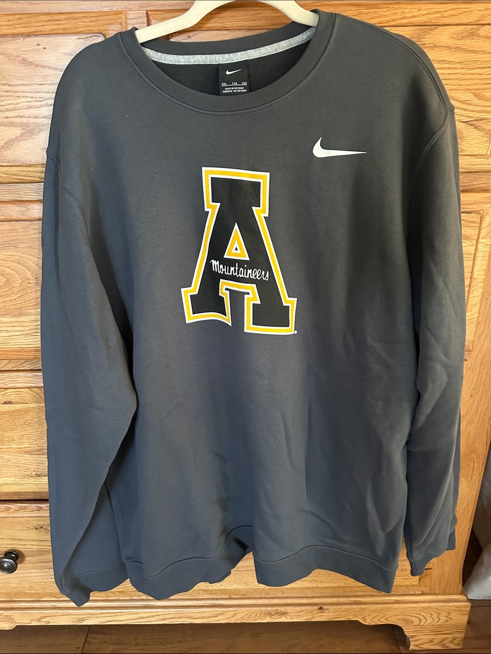 Nike Men’s Black Crewneck Sweatshirt with Yellow & White Appalachian A